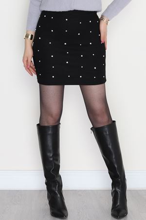 Taşlı Mini Kaşe Etek Siyah - 51013.155.