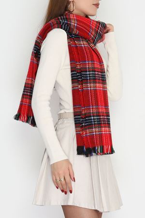 Desenli Kaşe Şal Kırmızılaci - 70811.750.