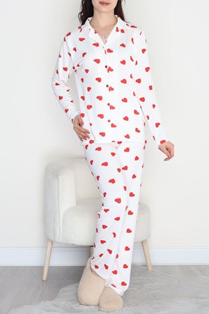 Soft Milan Düğmeli Pijama Takımı Kırmızıbeyaz - 7511.1287.