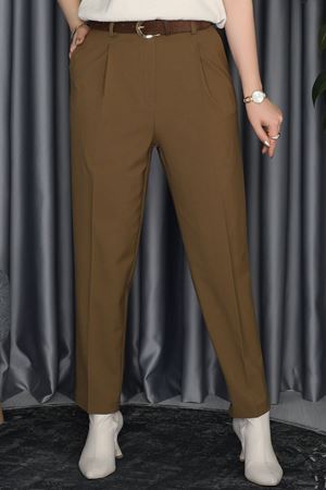 Dilvin Kemerli Önü Pensli Yüksek Bel Pantolon Kahve - 70193.2100.