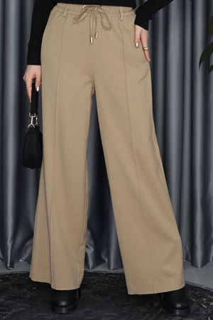 Dilvin Geniş Paça Yumuşak Pantolon Camel - 72170.2100.