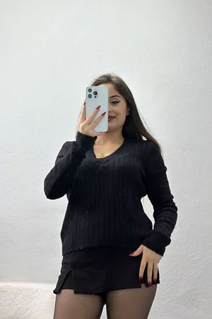 V Yaka Triko Siyah - 2217.1765.