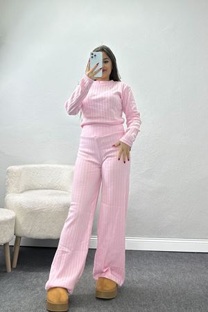 Raporlu İnterlok Bluzlu Takım Tozpembe - 2267.1287.