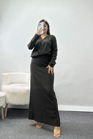 Etekli Hırkalı Takım Açıksiyah - 2269.1287.