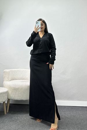 Etekli Hırkalı Takım Siyah - 2269.1287.