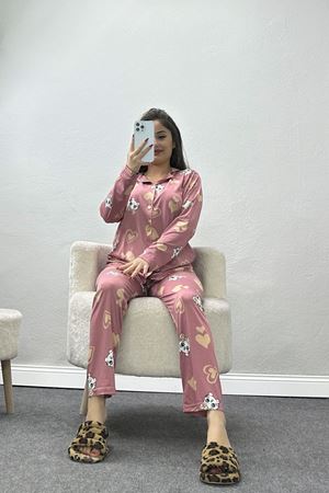 Milan Düğmeli Pijama Takımı Pembe - 50870.1857.