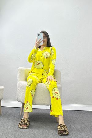 Milan Düğmeli Pijama Takımı Sarıcivciv - 50870.1857.