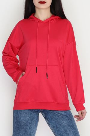 2 İplik Kapşonlu Kanguru Cepli Sweat Fuşya - 30090.1878.