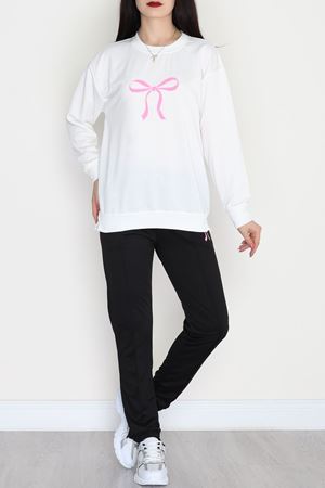 2 İplik Baskılı Eşofman Takımı Beyaz - 31297.1878.