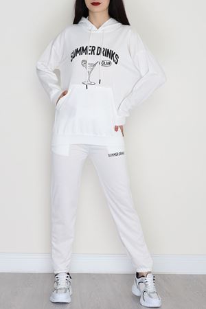 2 İplik Baskılı Eşofman Takımı Ekrusiyah - 31311.1878.