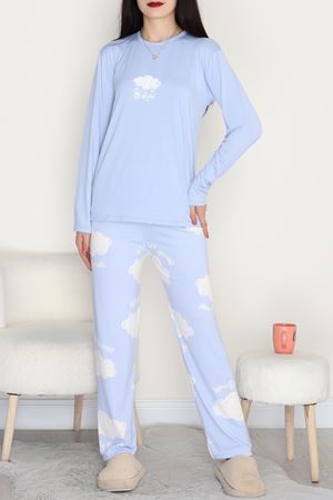 Enjeksiyon Baskı Milan Pijama Takımı Açıkmavi - 6665.1287.