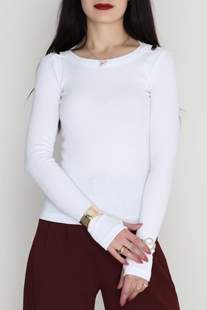 Bisiklet Yaka Omuz Düğmeli Kaşkorse Body Beyaz - 70790.599.