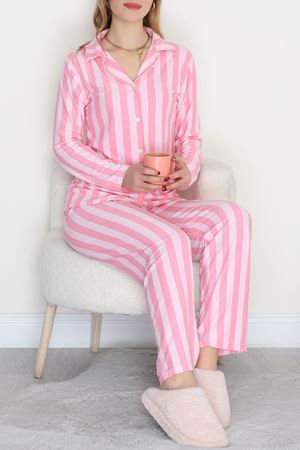 Düğmeli Süet Takım Pembeçizgi - 450.1287.