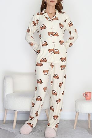 Düğmeli Süet Takım Kremayı - 450.1287.