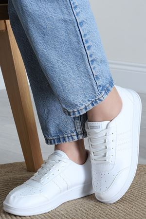 Şeritli Günlük Ayakkabı Beyaz - 17114.264.