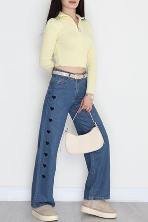 Nakışlı Palazzo Kot Pantolon Mavi2 - 31324.2001.