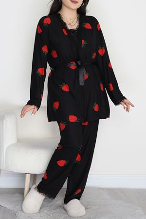 Baskılı Süet Battal 3'Lü Takım Siyahçilek - 781.1287.