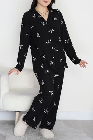 Büyük Beden Süet Takım Siyahbeyaz - 455.1287.