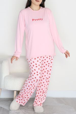 Baskılı Düz Milan Soft Battal O Yaka Takım Pembedudak - 665.1287.