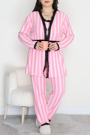 Baskılı Süet Battal 3'Lü Takım Pembeçizgili - 781.1287.