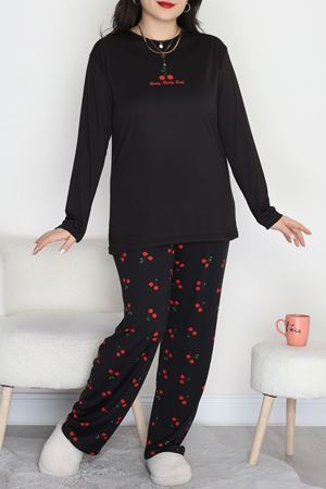 Baskılı Düz Milan Soft Battal O Yaka Takım Siyahkiraz - 665.1287.