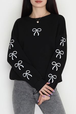 3 İplik Bisiklet Yaka Sweat Siyahekru - 42246.1878.