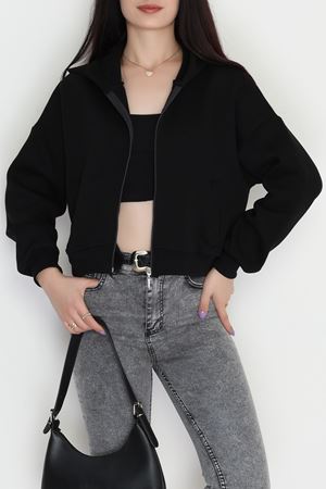 3 İplik Kompakt Oversize Fleto Cepli Sweat Siyah - 42506.1878.