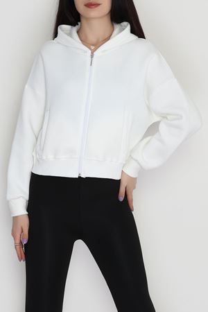 3 İplik Kompakt Oversize Fleto Cepli Sweat Ekru - 42506.1878.