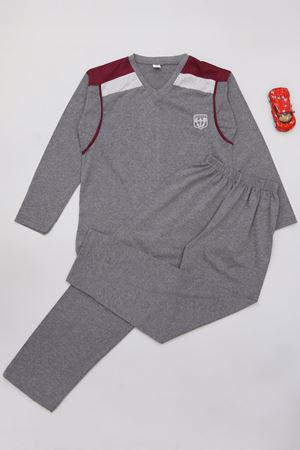 10-16 Yaş Garnili Erkek Çocuk Pijama Takımı Fümebordo - 50715.1838.