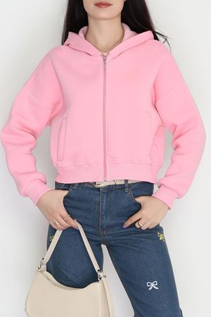 3 İplik Kompakt Oversize Fleto Cepli Sweat Pembe - 42506.1878.