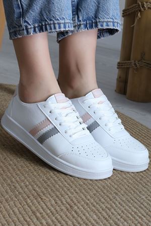 Şeritli Günlük Ayakkabı Beyazpudra - 17114.264.