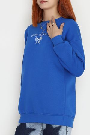 3 İplik Bisiklet Yaka Sweat Saks - 42242.1878.