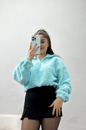 Peluş Sweat Turkuaz - 31255.1872.