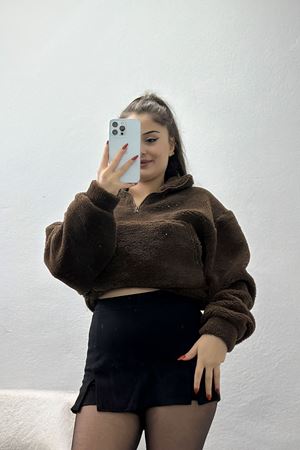 Peluş Sweat Kahve - 31256.1872.