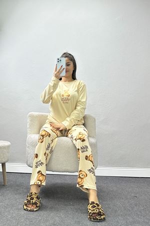 Soft Milan Enjeksiyon Baskılı Pijama Takımı Bejacıkahve - 664.1287.