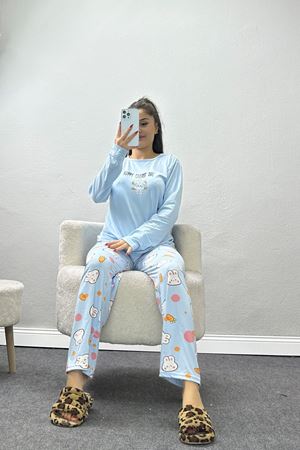Soft Milan Enjeksiyon Baskılı Pijama Takımı Mavituruncu - 664.1287.