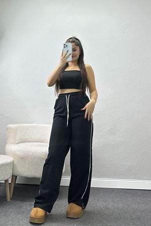 Biyeli 2 İplik Bol Eşofman Altı Siyah - 50936.1005.