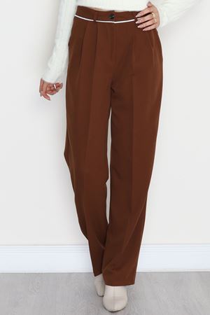 Şeritli Rahat Kalıp Pantolon Sütlükahve - 9112.1920.