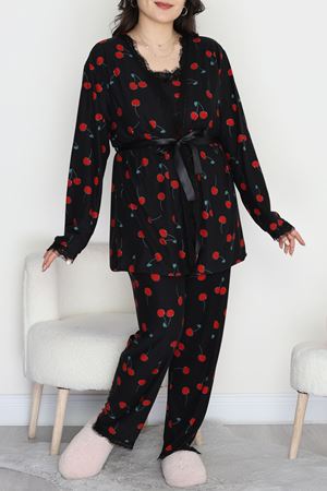 Baskılı Süet Battal 3'Lü Takım Siyahkiraz - 781.1287.