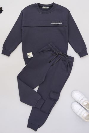 5-12 Yaş 3 İplik Şardonlu Kargo Cep Takım Antrasit - 60205.1867.