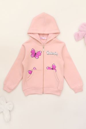 3-12 Yaş 3 İplik Şardonlu Kapşonlu Sweat Pudra - 60710.1867.