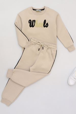 5-12 Yaş 3 İplik Şardonlu Biyeli Takım Bej - 60210.1867.