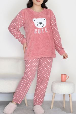 Büyük Beden Polar Pijama Takımı Pudra - 50768.1961.
