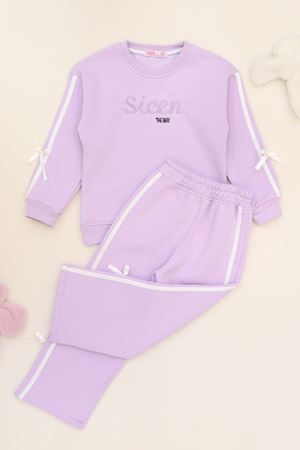 5-12 Yaş 3 İplik Şardonlu Fiyonklu Takım Lila - 60335.1867.