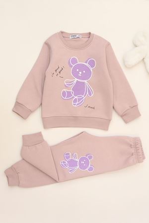 3-7 Yaş 3 İplik Şardonlu İkili Takım Pudra - 50900.1867.