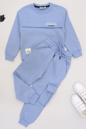 5-12 Yaş 3 İplik Şardonlu Kargo Cep Takım Mavi - 60205.1867.