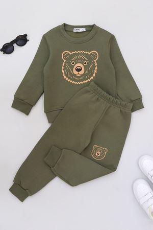 3-7 Yaş 3 İplik Şardonlu İkili Takım Haki - 50810.1867.