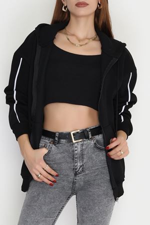 3 İplik Kompakt Oversize Biyeli Sweat Siyah - 42503.1878.