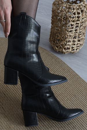 6 Cm Topuklu Kovboy Çizme Siyahderi - 42457.264.