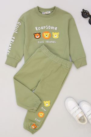 2-5 Yaş Şardonlu Yumoş Kumaş Takım Haki - 1264029.1576.